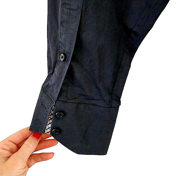 Thomas Dean Black Long Sleeve Shirt with Contrast Cuff Size XL - Picture 7 of 8